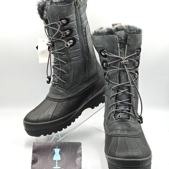 NWT Lands' End Women's Gray Squall Insulated Waterproof Snow Boots Sz 9B 2914 - Picture 1 of 15